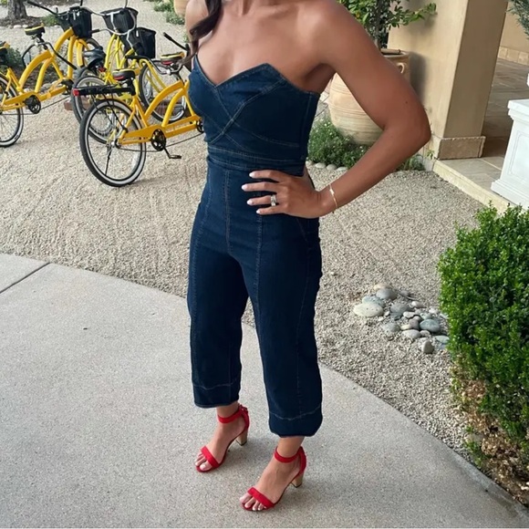 Cinq a Sept Zelda strapless denim jumpsuit - Picture 14 of 14